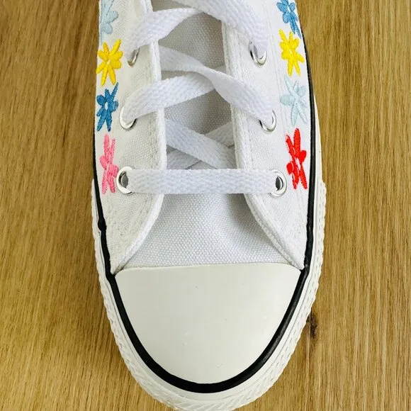 ⭐Chuck Taylor All Star Hi GS Big Kid Shoes 5.5 A06311F White Floral Embroidered