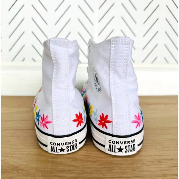 ⭐Chuck Taylor All Star Hi GS Big Kid Shoes 5.5 A06311F White Floral Embroidered