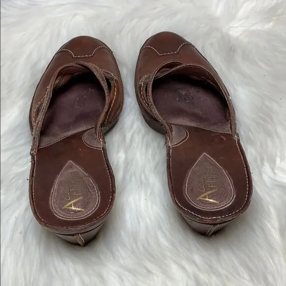Clarks Artisan Brown Leather Mules Size 6.5