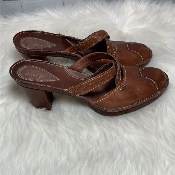 Clarks Artisan Brown Leather Mules Size 6.5