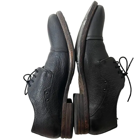 CLARKS Black Pebbled Leather Men's Lace Up Derby Oxfords Plain Toe, Size 10.5 M