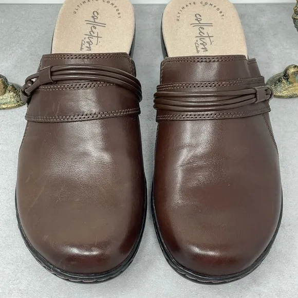 Clarks Collection Leather Clogs Leisa Clover Brown 7.5 M