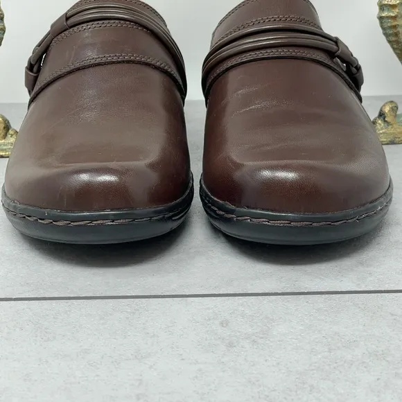 Clarks Collection Leather Clogs Leisa Clover Brown 7.5 M