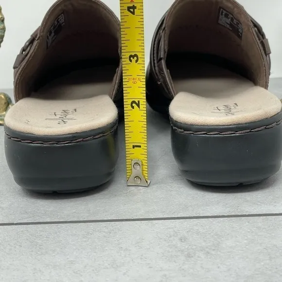Clarks Collection Leather Clogs Leisa Clover Brown 7.5 M