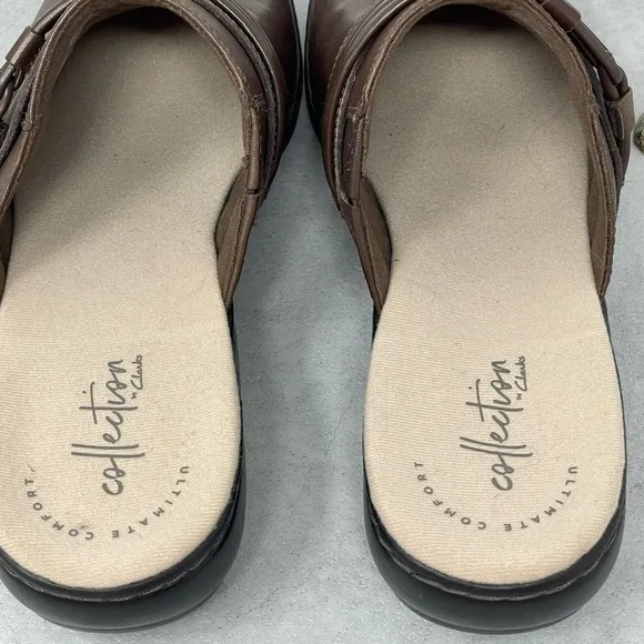 Clarks Collection Leather Clogs Leisa Clover Brown 7.5 M