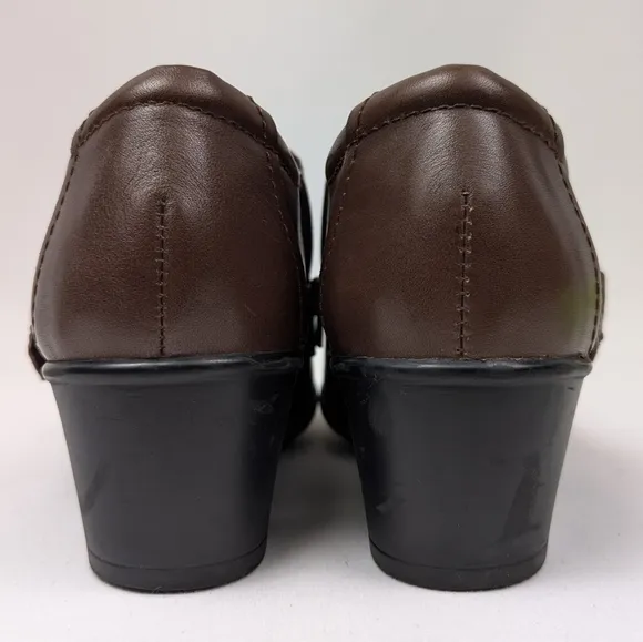 Clarks Genette Vista Leather Shootie Buckle Strap Side Zip Block Heel Brown 6.5