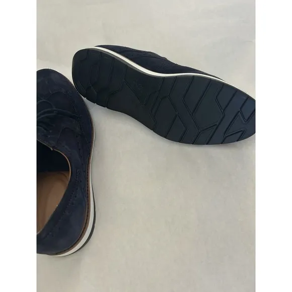 Clarks Mens Chantry Wing Navy Blue Suede Leather Wingtip Oxfords 9 Casual NWOB