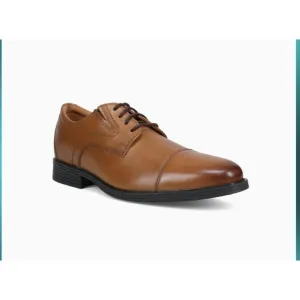 Clarks Men's Whiddon Cap Oxford, Dark Tan Leather, 8 Wide