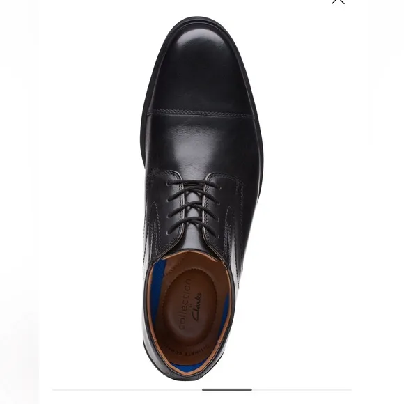 Clarks Men's Whiddon Cap-Toe Oxfords Black Leather Shoes- 11M
