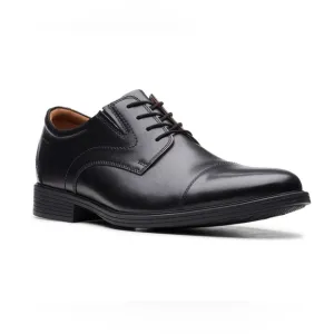 Clarks Men's Whiddon Cap-Toe Oxfords Black Leather Shoes- 11M