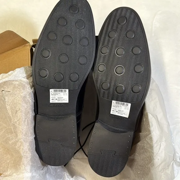 Clarks Men's Whiddon Cap-Toe Oxfords Black Leather Shoes- 11M