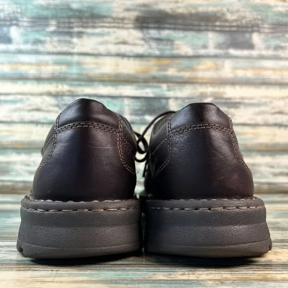 Clarks Oxfords Mens Size 11W Brown Leather Moc Toe Casual Dress Comfort Shoes