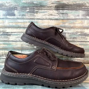 Clarks Oxfords Mens Size 11W Brown Leather Moc Toe Casual Dress Comfort Shoes