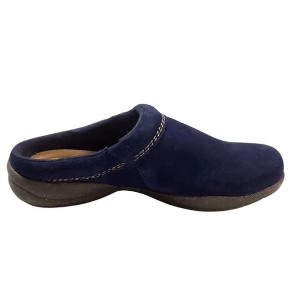 Clarks Shoes Women 8.5 Blue Roseville Echo Suede Slip On Mule Clogs Comfort