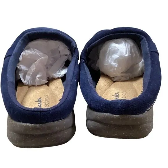 Clarks Shoes Women 8.5 Blue Roseville Echo Suede Slip On Mule Clogs Comfort