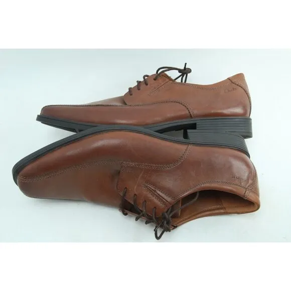 Clarks Tilden Oxfords Dress Shoes Mens Brown Leather Cap Toe Lace Up 13 M