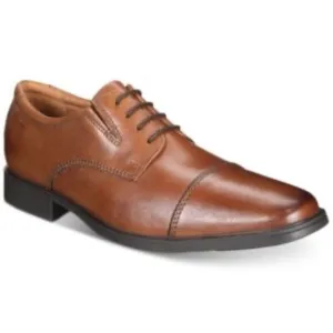 Clarks Tilden Cap Toe Dark Tan Leather Oxfords Sz 10.5