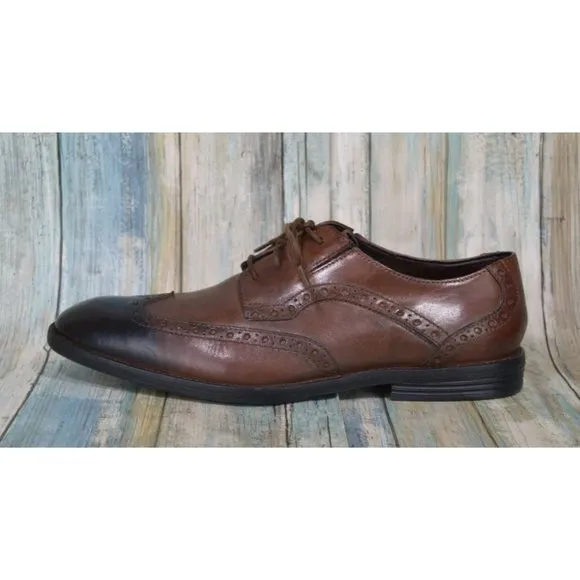Clarks Tor England British Toe Wingtip Oxfords Size 9.5 Brown Leather Shoes