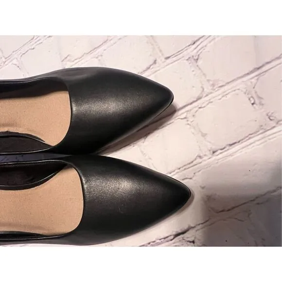 Clarks Women's 6.5 Wide Classic Kitten Heels Black Leather Pointed Toe Office