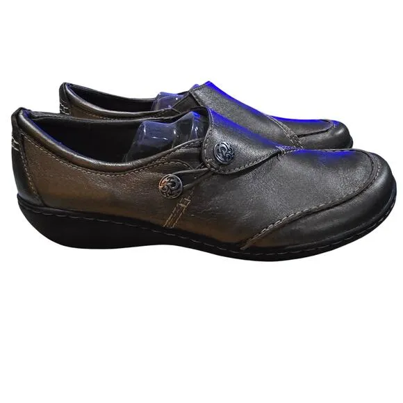 Clarks Women's Ashland Lane Q Metallic Slip-On Loafer Size 9.5 Wide NWOB