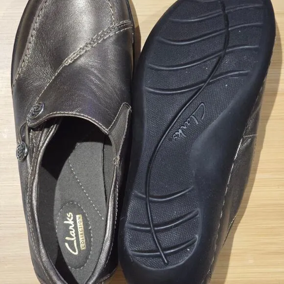 Clarks Women's Ashland Lane Q Metallic Slip-On Loafer Size 9.5 Wide NWOB
