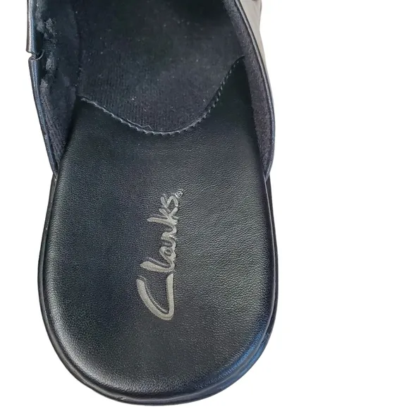 Clarks Women's Black Slip-On Mules, Business Casual Comfy Shoes Size 8.5