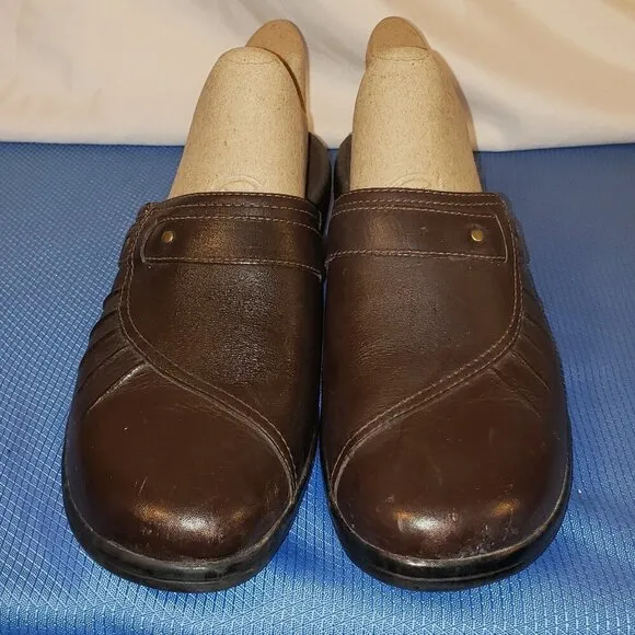 Clarks Women's Size 8M Brown Leather Mules/Clogs - 07