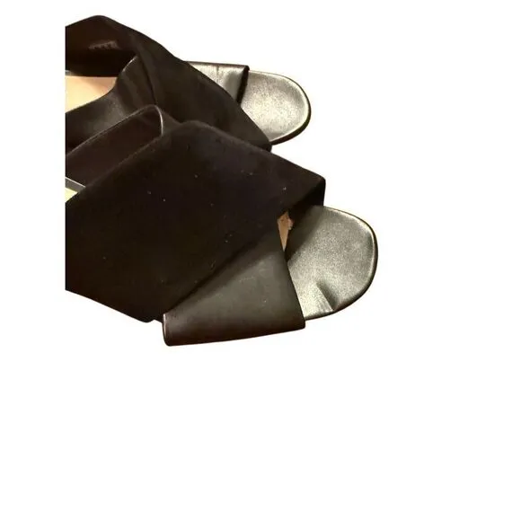 Clarks Sheer 35 Mule Heeled Sandal Women's Black Leather Slip On Shoes Sz 6