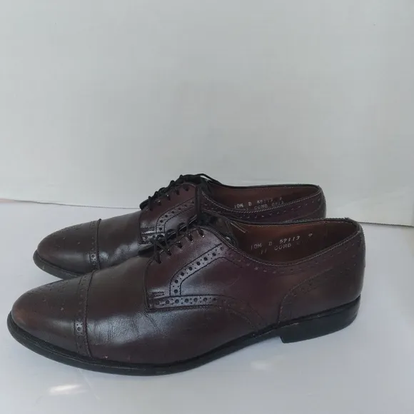 Classic Brown Leather Oxford‎ Dress Shoes Cap Toe Brogue Detail Formal Business