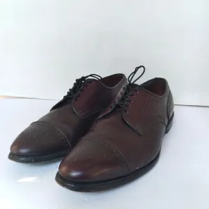 Classic Brown Leather Oxford‎ Dress Shoes Cap Toe Brogue Detail Formal Business