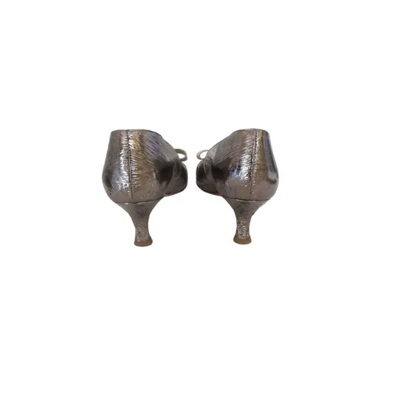 Claudia Ciuti Italain Bronze Leather Shoes with Kitten Heels and Bow Size 9M