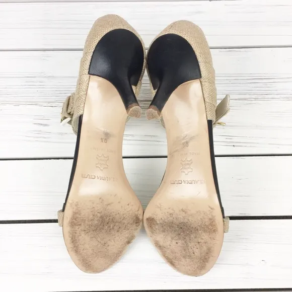Claudia Ciuti Natural Strap Kitten Heels 9.5