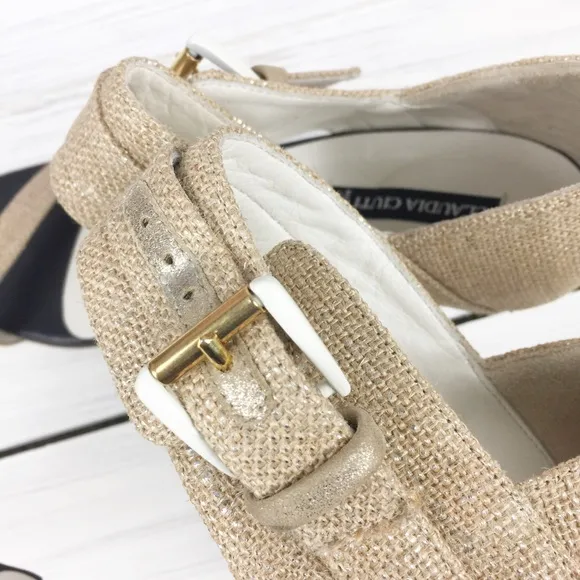Claudia Ciuti Natural Strap Kitten Heels 9.5