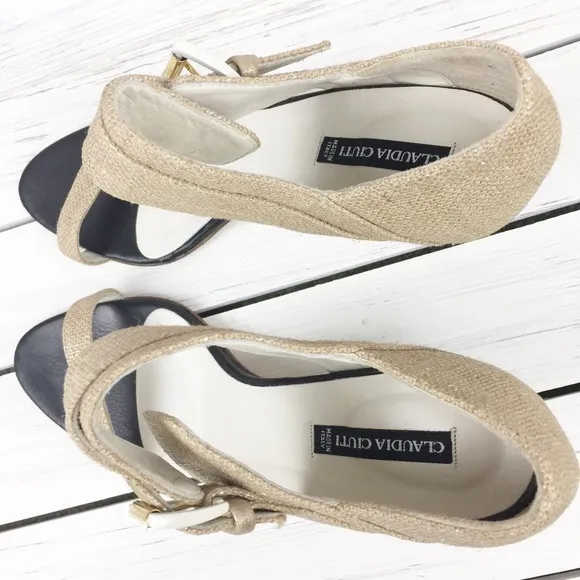 Claudia Ciuti Natural Strap Kitten Heels 9.5