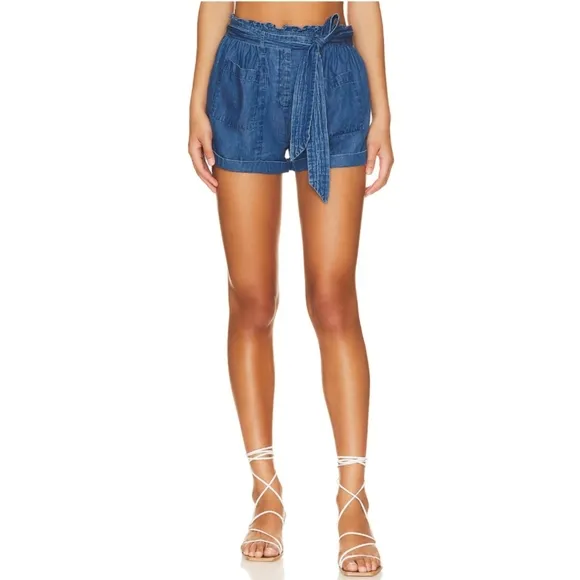Cleobella Joplin Paperbag Short in Classic Blue Size Medium Bohemian
