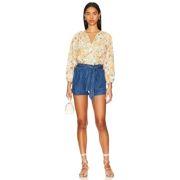 Cleobella Joplin Paperbag Short in Classic Blue Size Medium Bohemian