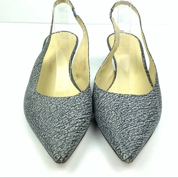 Clorinda Antinori the Rosie heels 39.5 9.5 blue cream crackle slingback kitten
