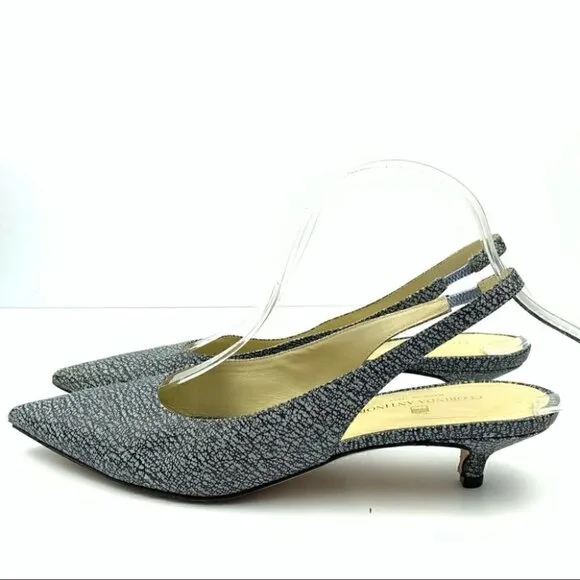 Clorinda Antinori the Rosie heels 39.5 9.5 blue cream crackle slingback kitten