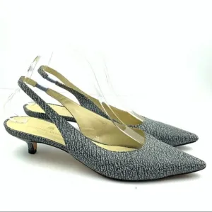 Clorinda Antinori the Rosie heels 39.5 9.5 blue cream crackle slingback kitten