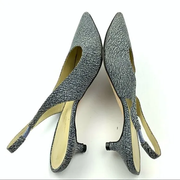 Clorinda Antinori the Rosie heels 39.5 9.5 blue cream crackle slingback kitten