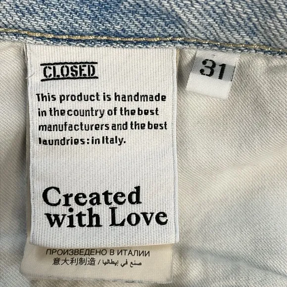 Closed Denim Pearl Relaxed Fit High Rise Jeans Distressed Rips Sz 31