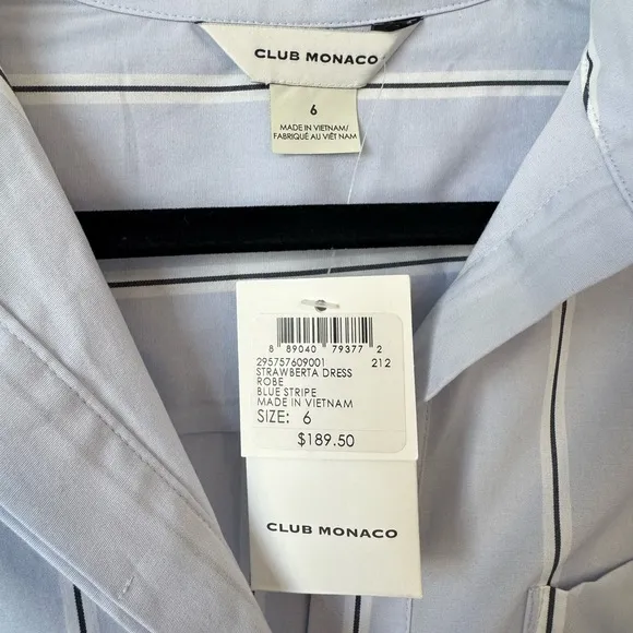 Club Monaco Strawberta Dress in Blue Stripe - Size 6