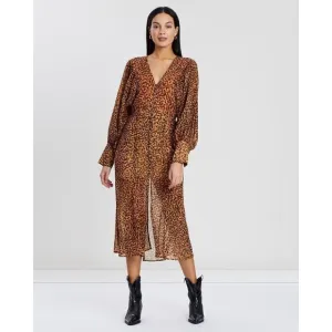 C/Meo Collective Apparent Long Sleeve Dress With An All Over Abstract Animal Pri