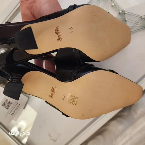 Coach &quot;Rowyn&quot; Black Kitten Slingback Heels. NIB. Size 5.5