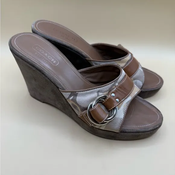 Coach Brown Mules Meredith Sandals Size 8.5