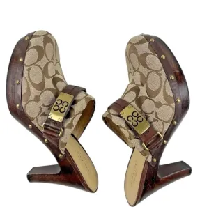 Coach Brown Sculptural Heel Mules