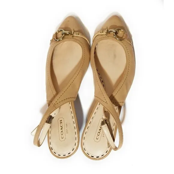 COACH Dakota Tan Leather Kitten Heels Size 8.5
