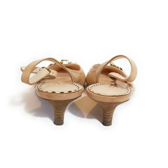 COACH Dakota Tan Leather Kitten Heels Size 8.5