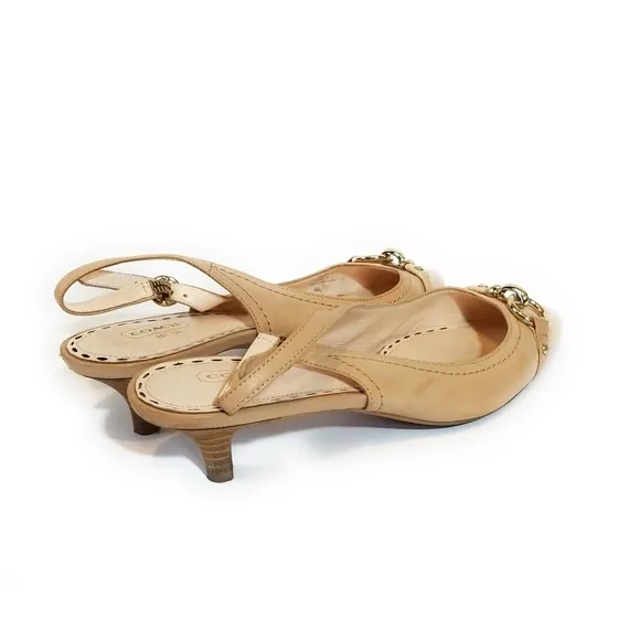 COACH Dakota Tan Leather Kitten Heels Size 8.5