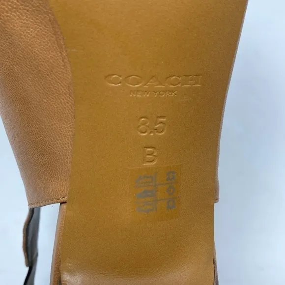 Coach Lanora Soft Grain Ginger Leather Slingback Ankle Bootie Heels Cognac 8.5